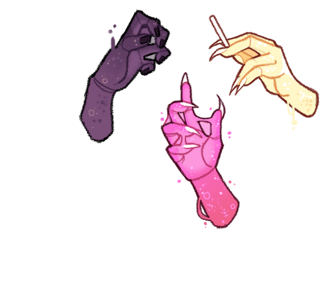 The hands and feet contain the most liquid second to the hair and tail and accordingly mimic the color. They also share the liquid state.