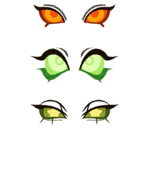 Eyes share the same colored scleras, but have lighter colored pupils.