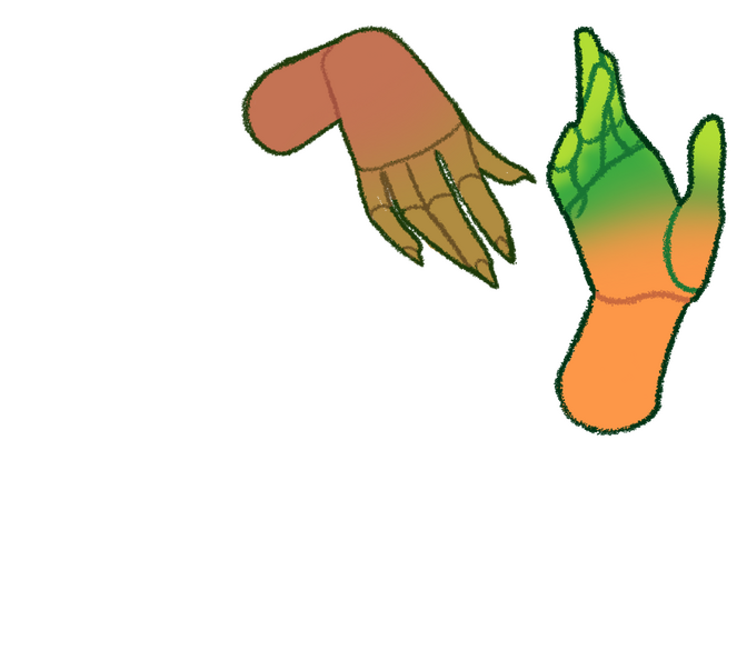 Because plant cookies photosynthesize, their bodies produce chlorophyll. Excess chlorophyll is found in the hands and legs; depending on the cookie, this build up can go as far as the elbows and knees.