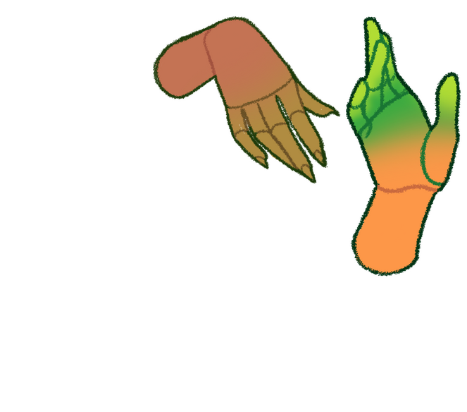 Hands Because plant cookies photosynthesize, their bodies produce chlorophyll. Excess chlorophyll is found in the hands and legs; depending on the cookie, this build up can go as far as the elbows and knees.